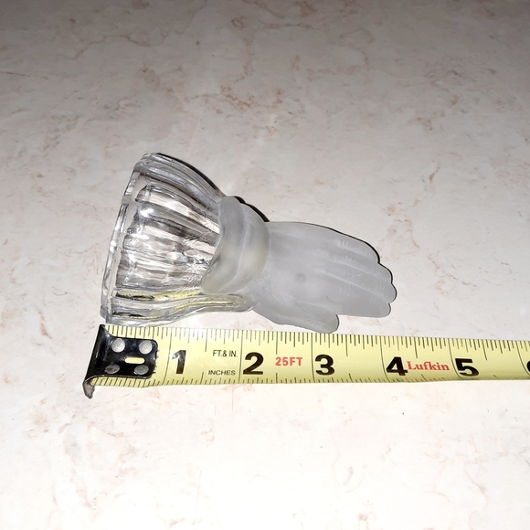 Vintage Emson Frosted Glass Crystal Dinner Bell Praying Hands - Picture 7 of 8